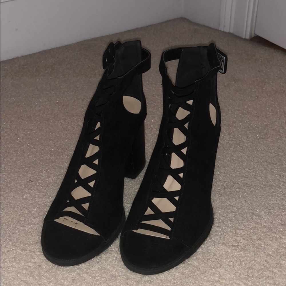 Black Open Toe Booties